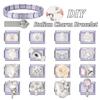 Y2K Purple Series Bow Candy Heart Flower Shiny Italian Charm Links Fit 9MM Stainless Steel Bracelet Girls' DIY Making Jewelry