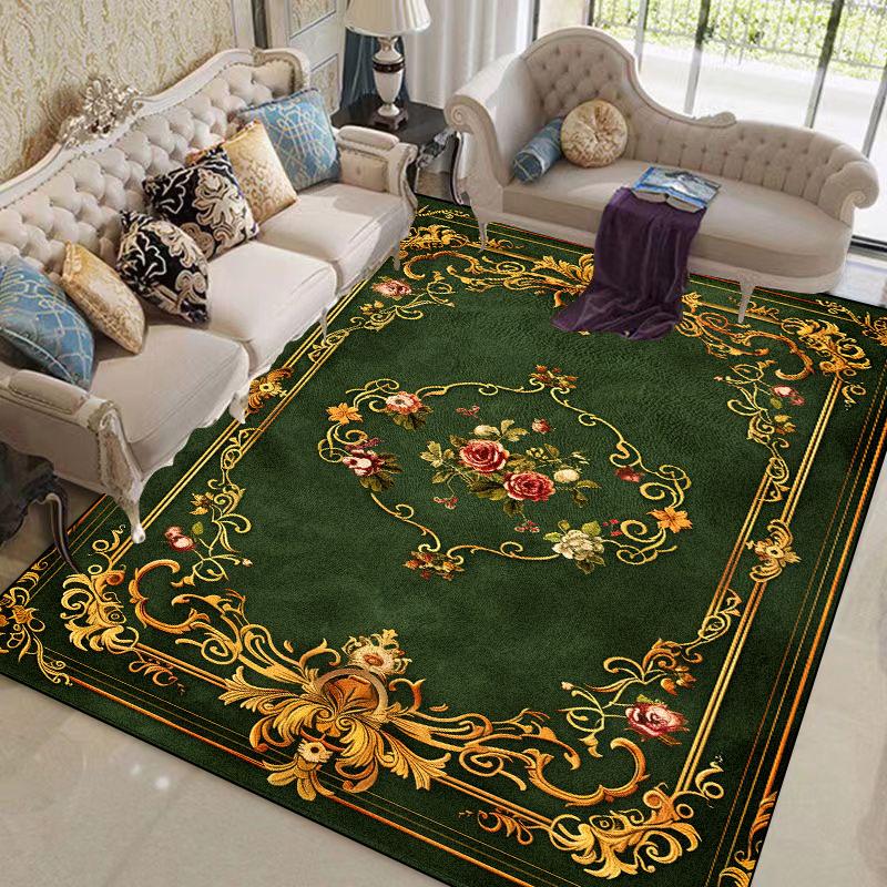 European Flower Carpets for Living Room Plant Pattern Decoration Carpet Home Sofa Area Foot Mat Bedroom Non-slip Soft Large Rugs