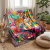 Tiger in Tropical Jungle Theme blanket Lightweight Warm Flannel Blanket Decorative Throw Blanket for Home Decoration