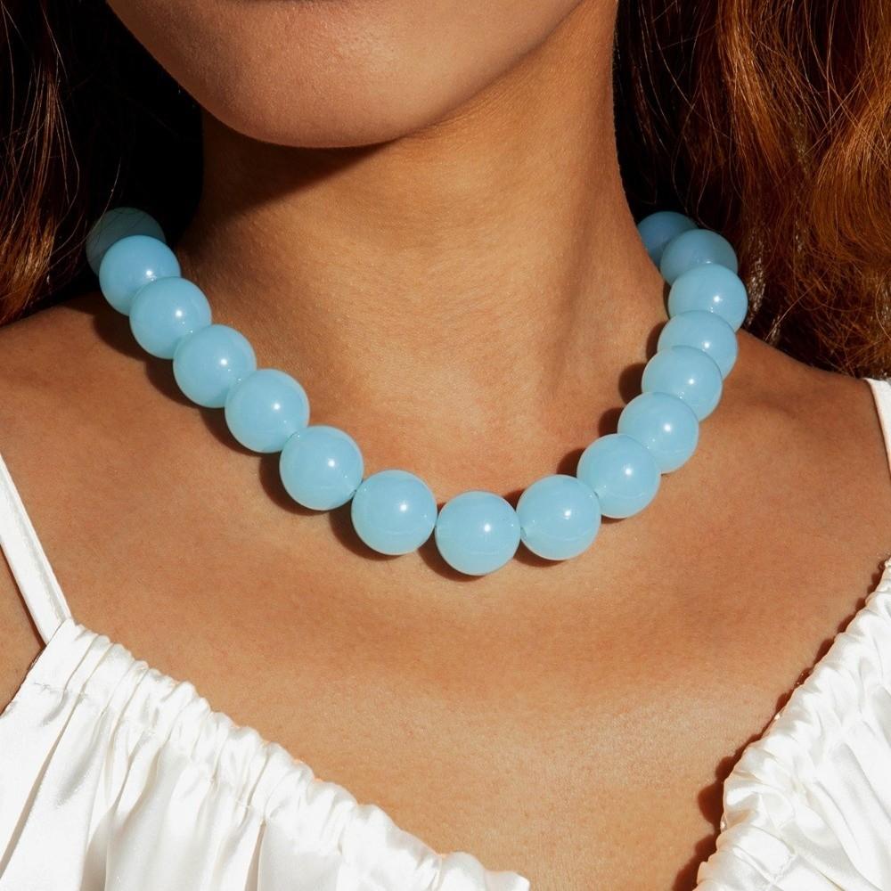 Elegant Bohemia Bead Necklace Exaggerated Adjustable Length Colourful Choker Dopamine Style Geometric Shape Round Necklace