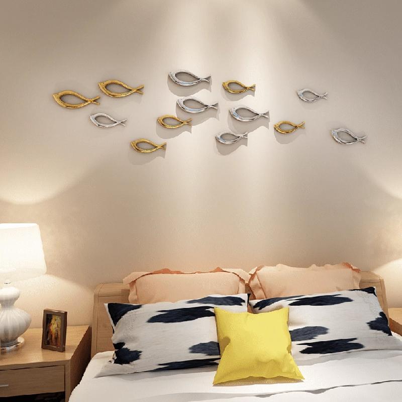Creative Abstract Fish-shaped Wall Hangings Electroplated Plastic Living Room Wall Decorations Background Wall Hangings