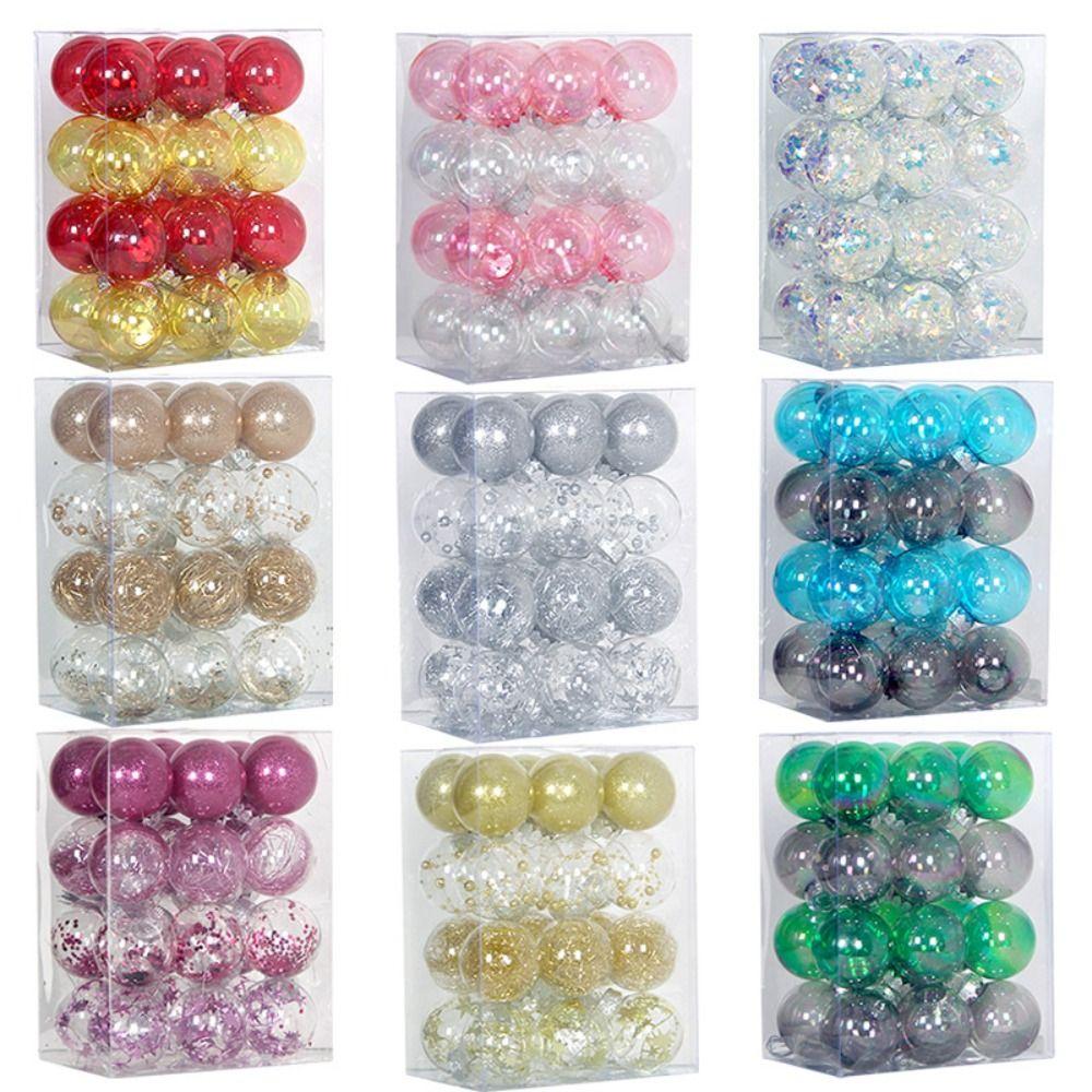 24pcs 10 Colors Christmas Ball Set Plastic Xmas Baubles High-quality Christmas Tree Balls Showcase