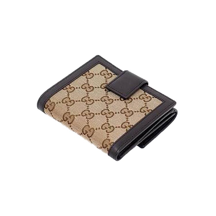 Gucci Silver Label Double G Logo Canvas And Leather Short Folded Wallet Women Wallet Ebony Dark-Brown 334457-FAFXG-9643