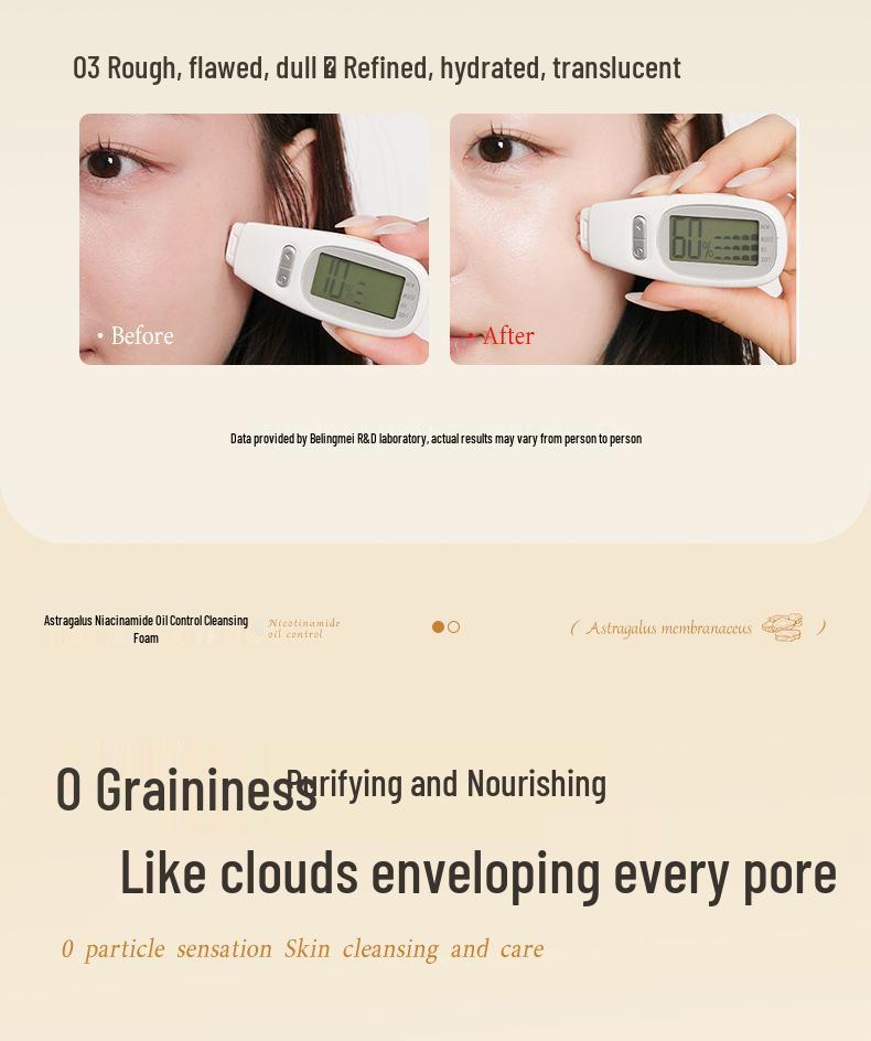 Original Astragalus & Niacinamid Aufhellender, ölregulierender Make-up-Entferner & Sanfte Gesichtsreinigung für Frauen