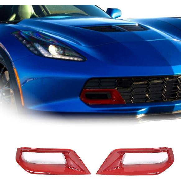 Car Front Side Bumper Air Duct Vent Frame for Chevrolet Corvette C7 Z06 2014-2019 Auto Front Bumper Cover Air Vent Intake Duct Decoration Trim красный