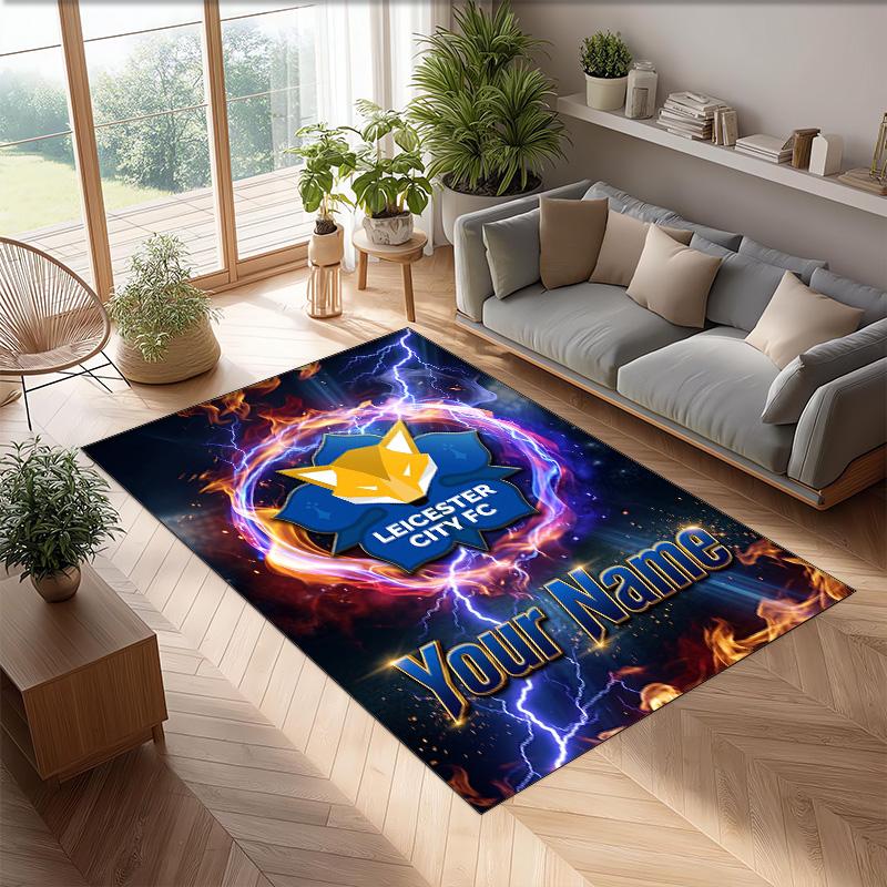 Leicester City Bedruckter Kristall-Samt-Teppich Rutschfester Kristall-Samt-Teppich für Sofa, Schlafzimmer, Innenbereich, Heimdekoration