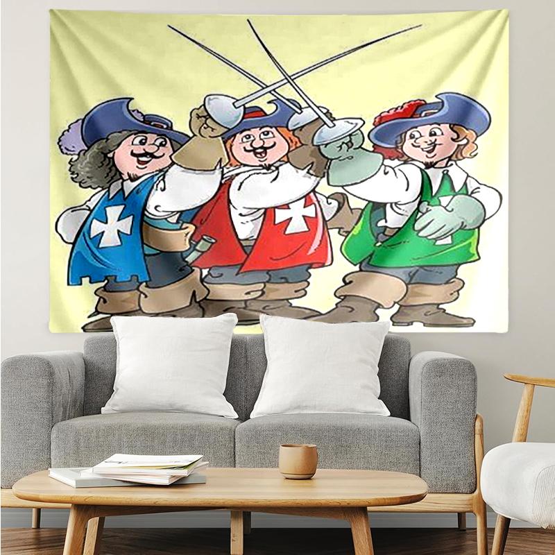 The Three Musketeers Print Tapestry, Backdrop, Easy Setup, Ideal for Bedroom, Office & Living Room, with Aesthetic Wall Hanging Decor.