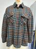 Women's Turn Down Collar Long Sleeve Plaid Shirt Loose Fit Urban Style Chest Pocket Button Down Blouse