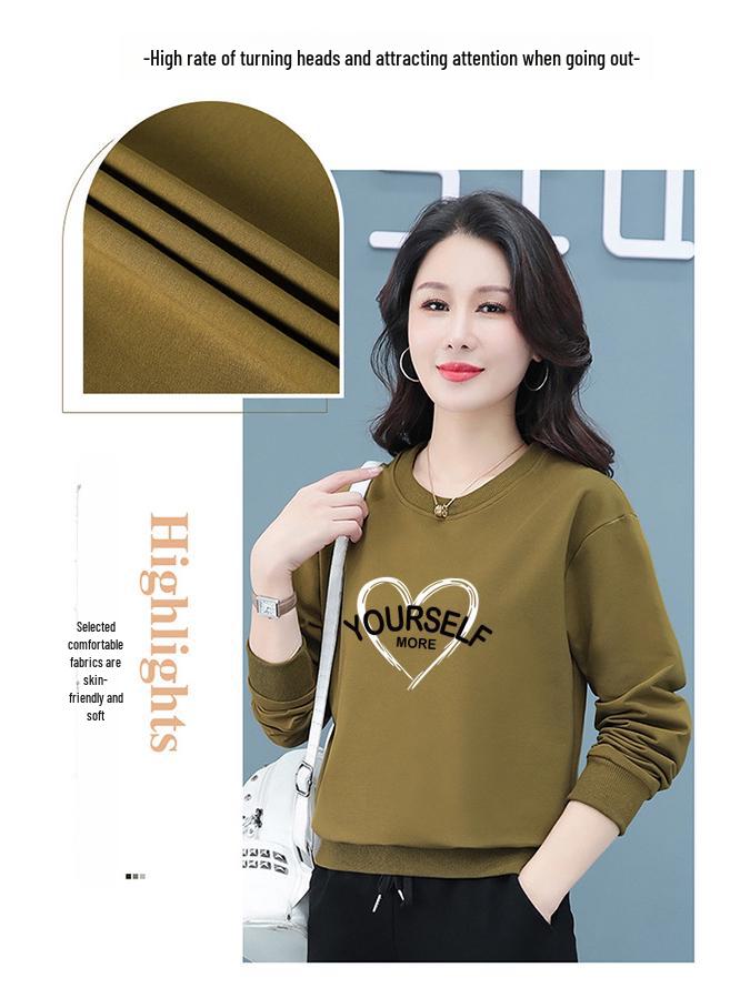 Women's Black Plus Velvet Sweatshirt: New Loose Fit for Autumn & Winter