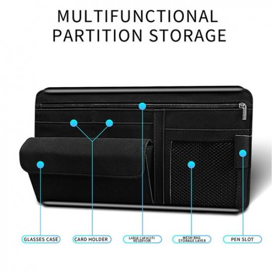 Car Sunshade Visor Organizer Storage Clip Pocket Pouch Bank Card Glasses Holder