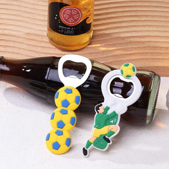 Yousheng Football Theme Magnetic Bottle Opener Stainless Steel Beer Bottle Opener for Fridge Novelty Gift for Men Coaches Sports Game Party Favors