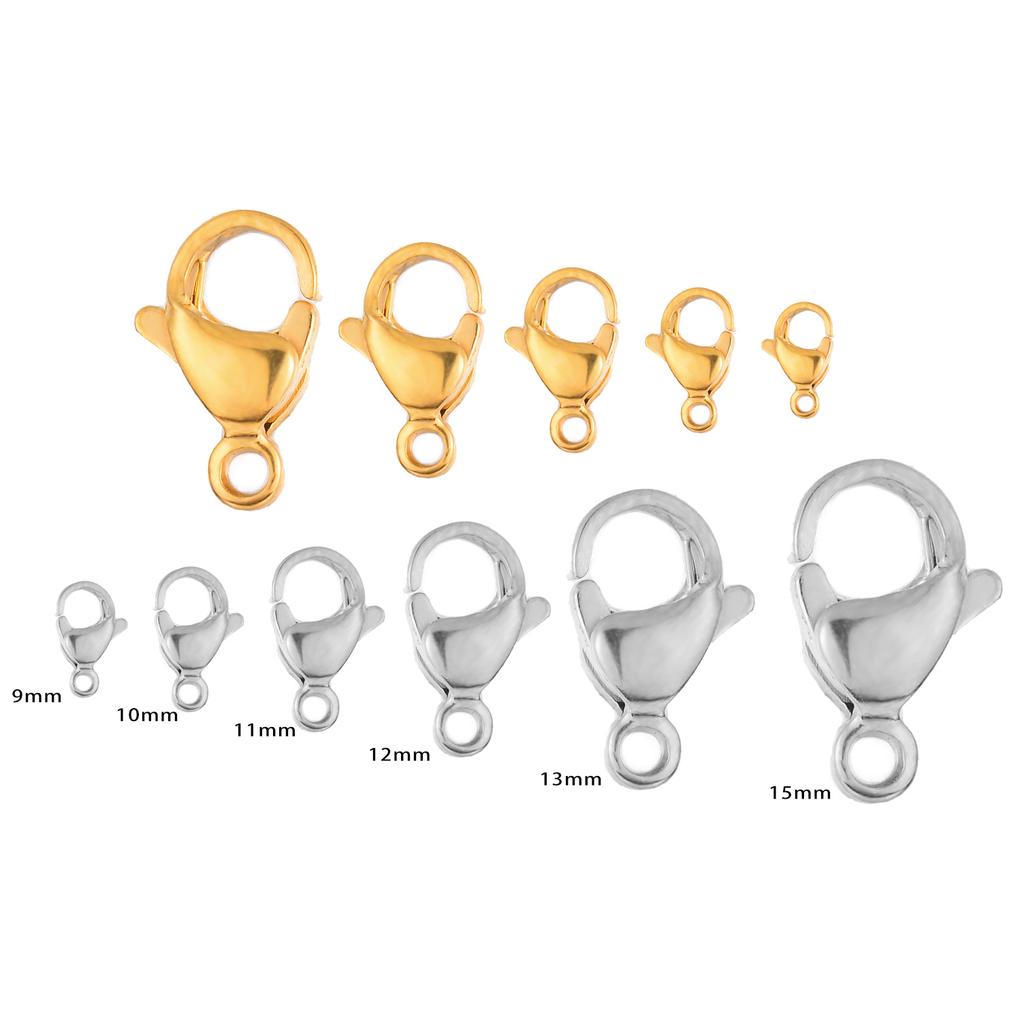 20pcs Grade A Stainless Steel Lobster Clasps Claw Clasps for Bracelet Necklace Jewelry Making Findings 9mm-15mm