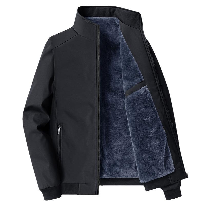 Men's Autumn/Winter Middle-Aged and Elderly Thick Velvet Coat - Large Size Warm Jacket