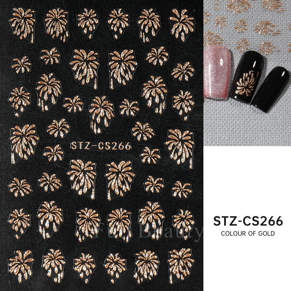 Nail Art Stickers, Japanese Romantic Laser Magic Gold And Silver Fireworks Bloom Adhesive Nail Stickers