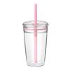 Water Cup with Lid And Straw 450ML BPA-Free Reusable Iced Coffee Cup Clear Plastic Drinkware for Tea Smoothies