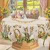 Rustic Easter Tablecloth Bunny Eggs Table Cover Farmhouse Easter Decorations for Home Kitchen Dining Spring Garden Tablecloth