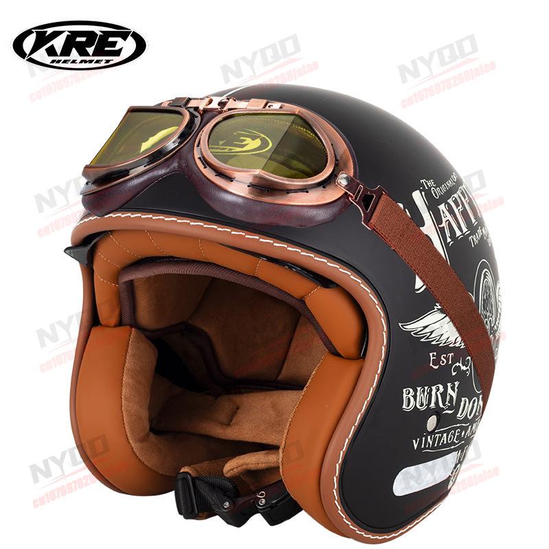 Motorcycle Men's Retro Helmet DOT Certified Safety Anti Fall Protection Accessories Four Seasons Motorcycle Helmet