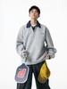 Unisex Heavyweight Faux Two-Piece Half-Zip Polo Sweatshirt, Autumn College Style, Lapel, Pullover, Loose Casual Top, Trendy.
