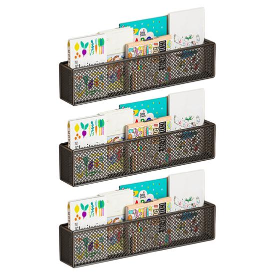 1/2/3Pcs Storage Rack Metal Bookshelf Strong Load-bearing Simple Installation Multipurpose Wall Mount Record Holder Magazine Rack