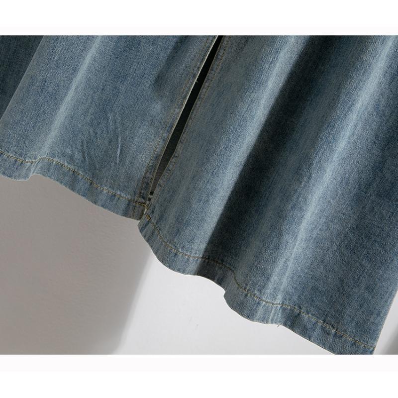 DIMANAF Übergrößen Röcke Denim Knöpfe Mode Patchwork Damenbekleidung Rock Übergröße Blau Kurzer Rock Locker 3XL