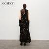 Edition Women's Autumn Pussy-Bow Polka Dot Silk Two-Piece Dress