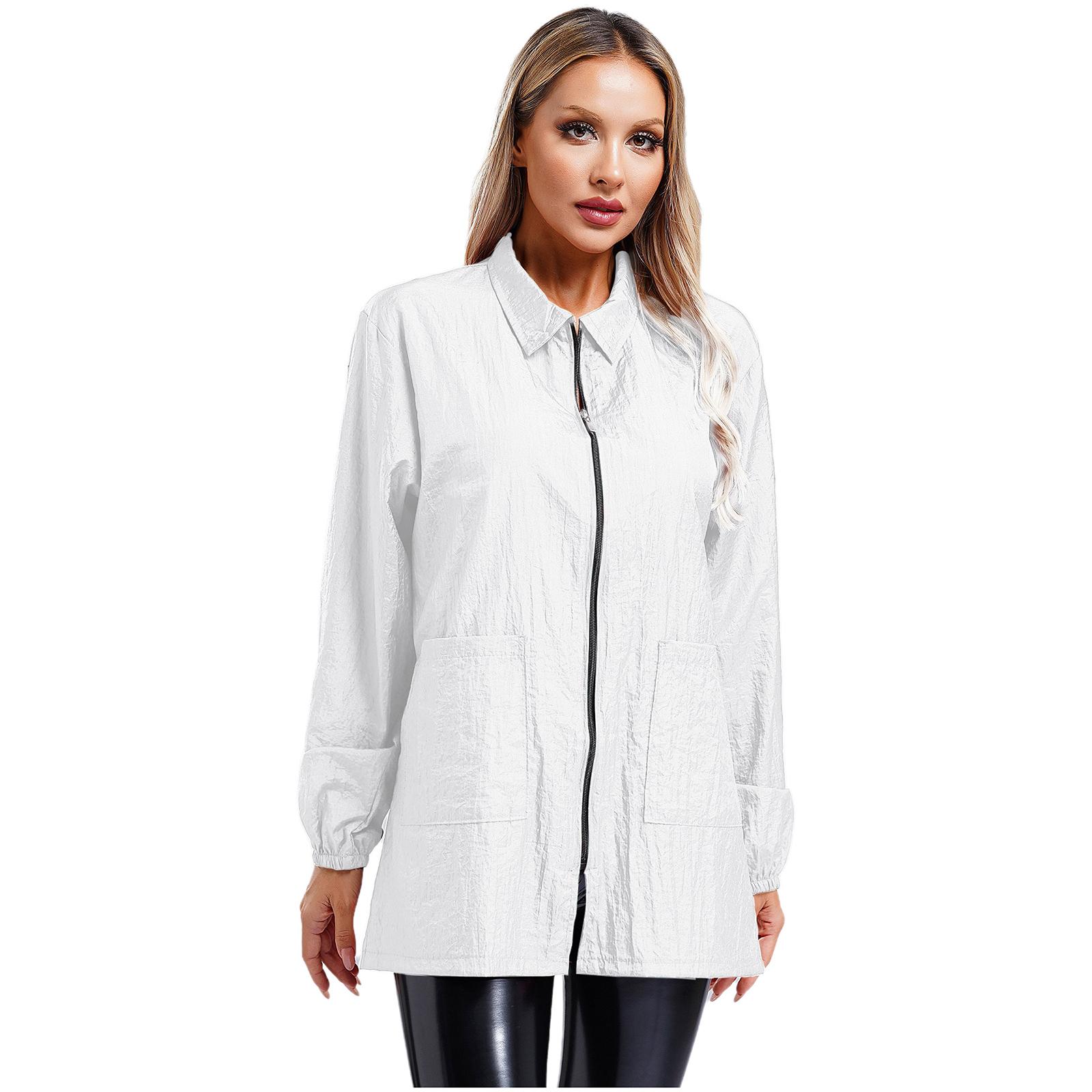 

Чоловічий Жіночий Водонепроникний Перукарський Смок Куртка Відкладний Комір Довгий Рукав Дихаючий Салонний Фартух Одяг для Грумінгу XL білий