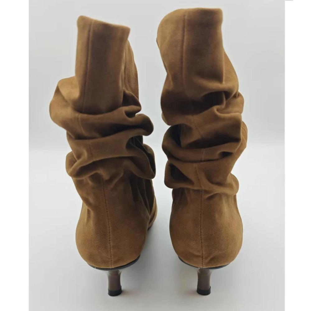 Eilyken 2026 Nuovi Stivali Invernali Corti alla Caviglia Pieghettati a Punta Donna Retro Eleganti Designer Femminili Botas