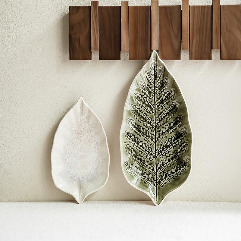 Special Ceramic Leaf Plate Creative Fish Plate Household Fruit Plate Afternoon Tea Snack Plate Pastry Plate Special-Shaped Vegetable Plate