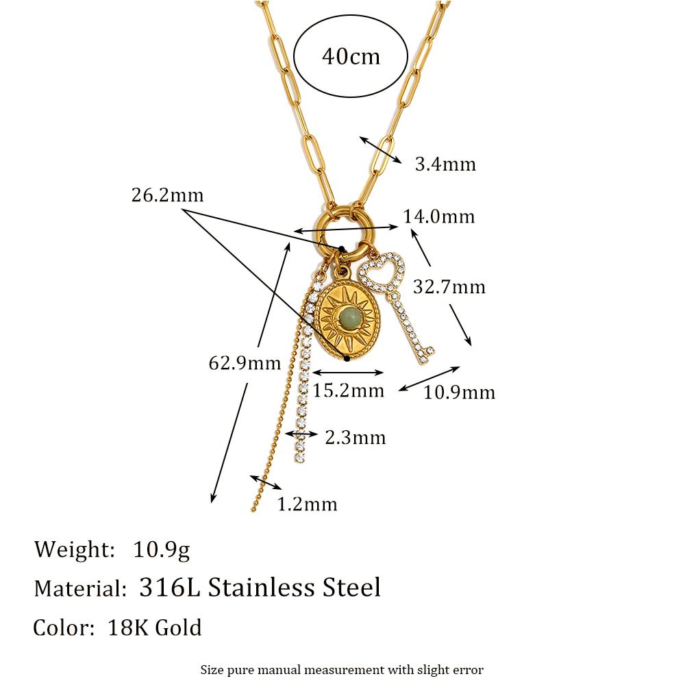 

MamacitaSlay DIY Paper Clip Chain Buckle Zircon Tassel Key Necklaces for women Gold Plated stainless steel jewelry woman золотой