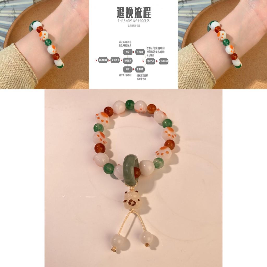 Unique Summer 2024 New Chinese Style Resin Cat Paw Beaded Bracelet For Women