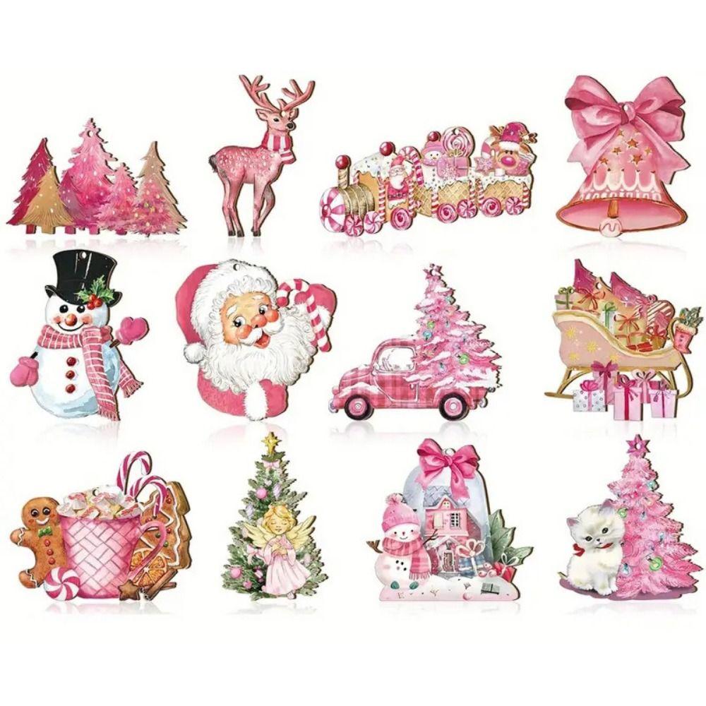 24Pcs/set Hangable Christmas Hanging Pendant Simple Christmas Tree Ornaments New Year