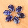 1Pc, Natural Crystal Agate Faceted Irregular Link Connector 23*18mm Zinc Alloy Wrapped Double Ring Stone Charm For Handmade Jewelry Craft Supplies
