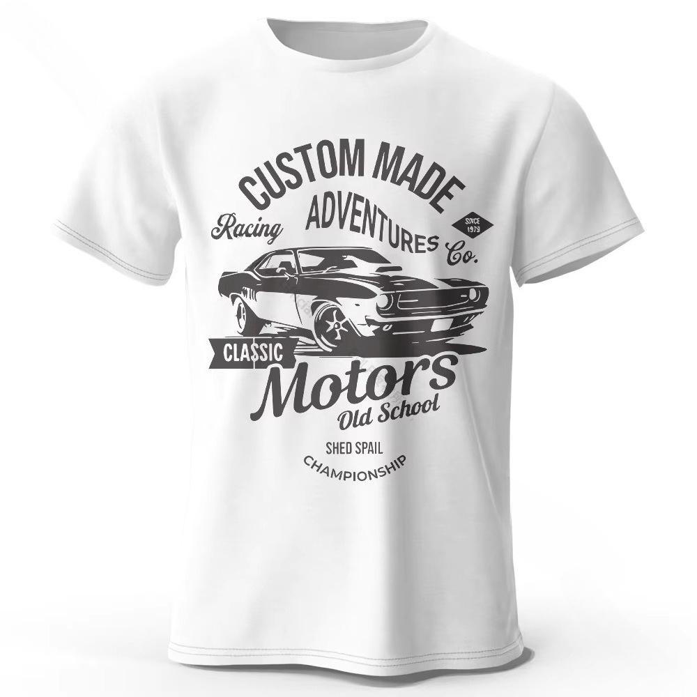 

The Mans Carprinted Tshirt with Old School Graphics on Cotton The Mans and Womans Shortsleeved Tops 4XL