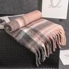 Plush Plaid Wool Scarf Tassel Cape Wraps Warm Winter Cashmere Scarves  Student