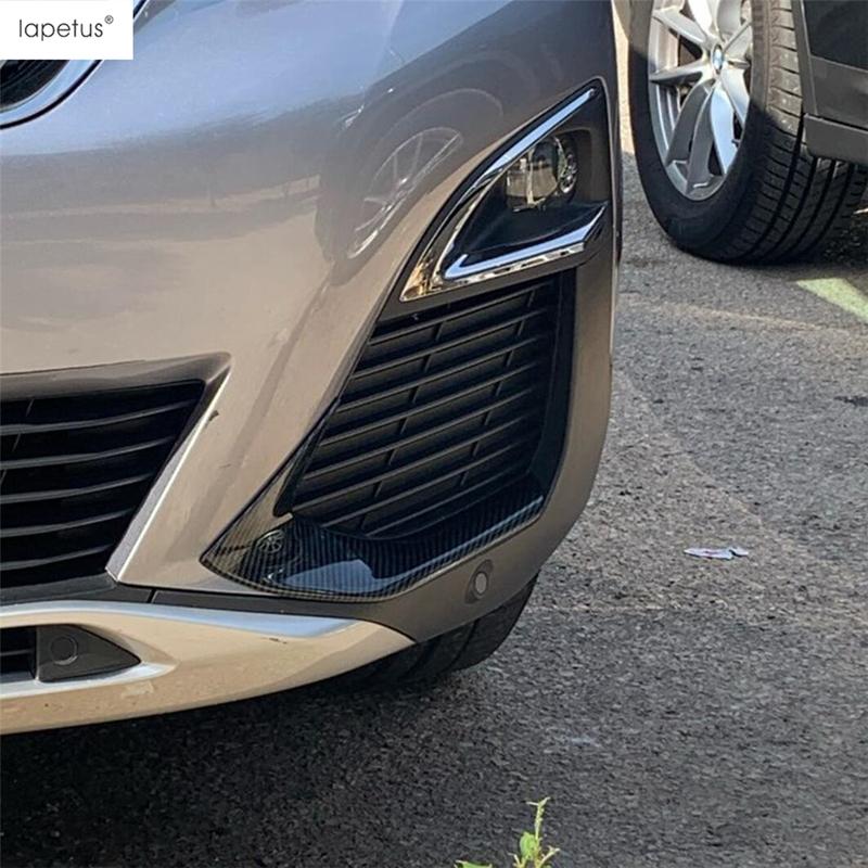 Front Fog Lights Lamp Eyelid Eyebrow Strip Cover Trim ABS Chrome  / Carbon Fiber Accessories For Peugeot 3008 3008GT 2017 -