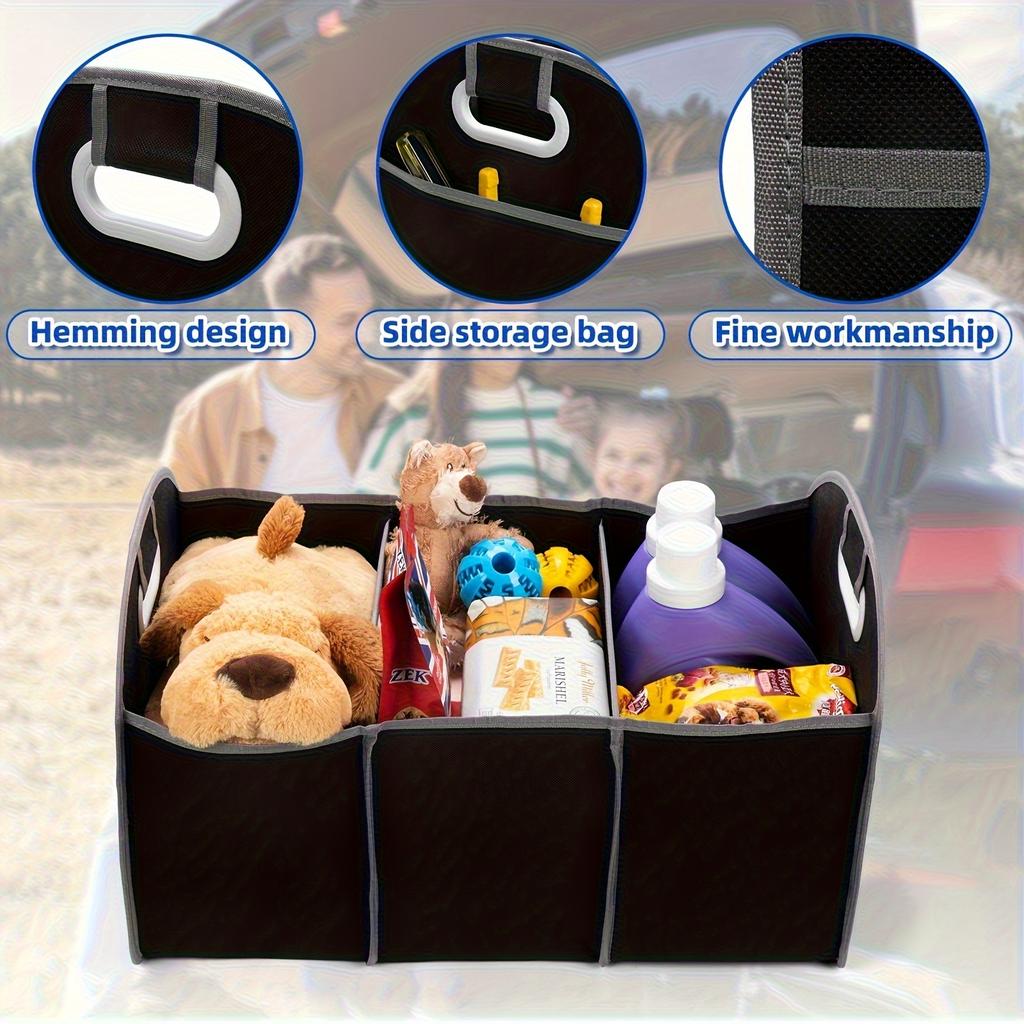 Car Versatile Canvas Car Trunk Organizer Foldable Storage Box for Vehicle Essentials Waterproof Durable Design for SUV Trucks