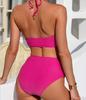 Maillot de bain deux pièces taille haute pour femme, bikini push-up, dos nu, séparé