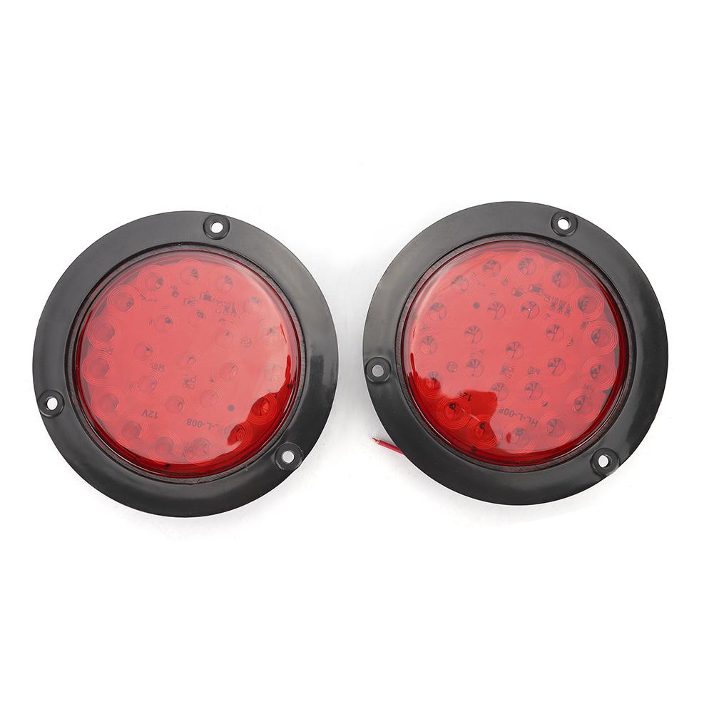 2pcs 24LEDs 4in Waterproof  Plastic Side Marker Round Lamp Trailer Truck Tail Light