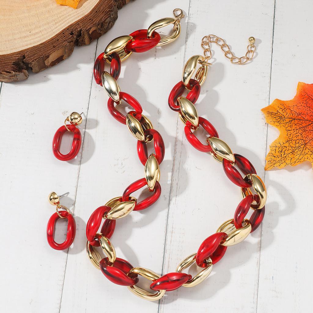Bohemisk Kedja Kreativt Halsband Örhängen Kvinnor Chunky Choker Smycken Gåva