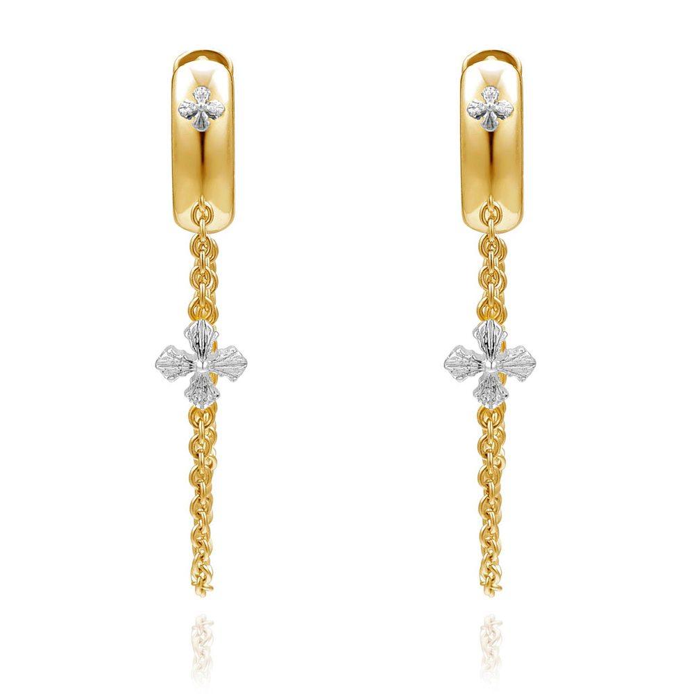 Epoch Drop Chain Hoop Earrings_Gold