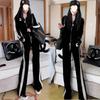 Gold Velvet Casual Sports Suit Women's Spring and Autumn Fashion Jacket Wide-leg Pants Two-piece Set