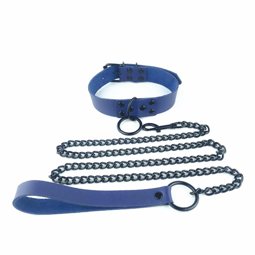 Gothic PU Leather Collar with Chain Leash - Cosplay & Nightclub Necklace