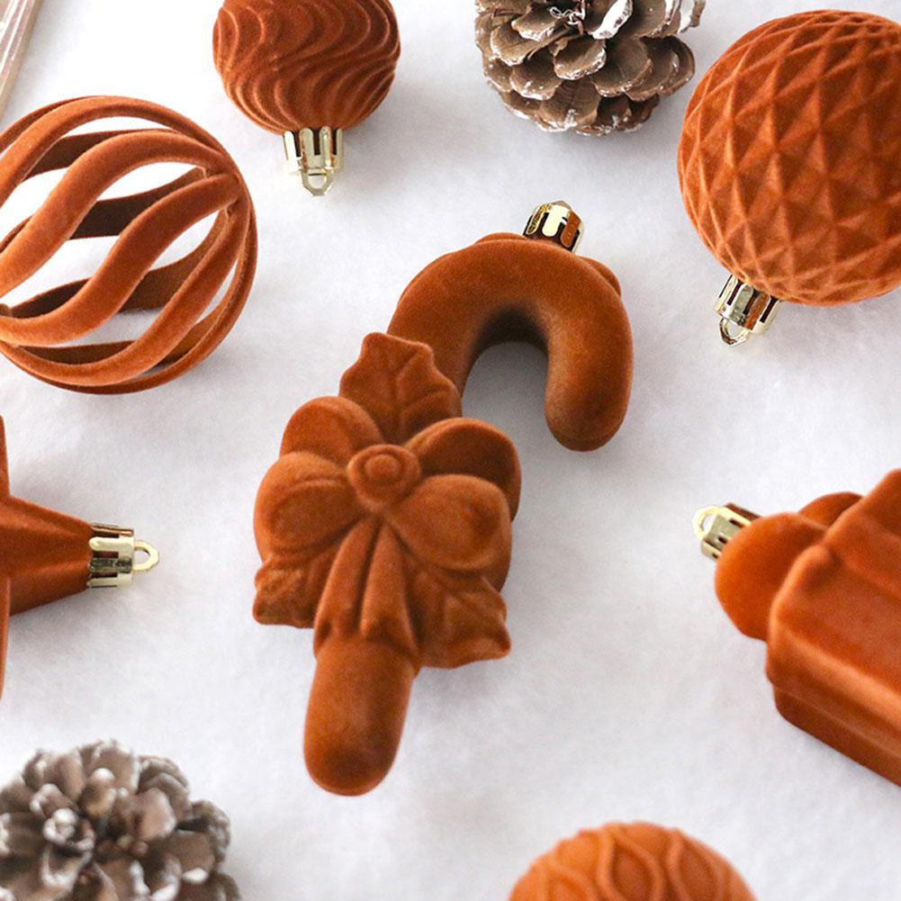 Flocked Christmas Ball Set Christmas Tree Pendants Star Gift-box Round Xmas Ball Santa Tree Ornaments Home Christmas Decoration