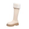 Fur Flats Platform Women High Boots Fad Mid Heels Shoes Plush Warm Knee High Snow Boots Winter 2025 Trend Goth Pumps Botas Mujer