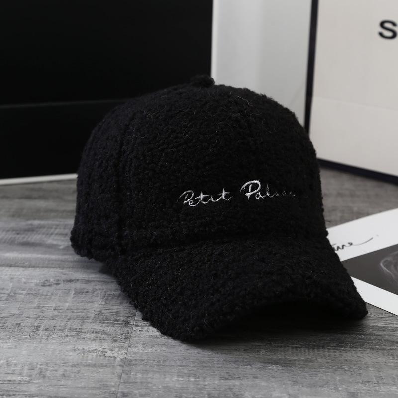 

Осенне-зимняя бейсболка из овечьего бархата, женская, с вышивкой букв, теплая кепка с козырьком, шляпа с изогнутыми полями, модная мужская шляпа с широкими полями Adjustable