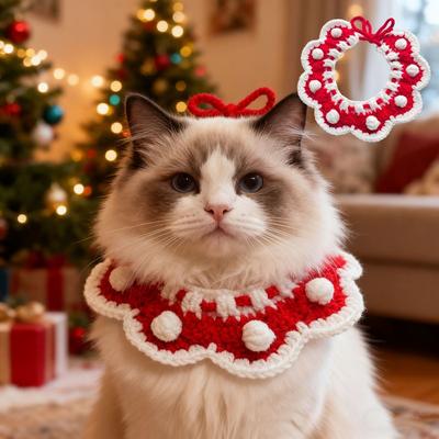 Cat and Dog Scarves, Pet Christmas Accessories, Knitted Collars, Plush Toys, British Short and Cute