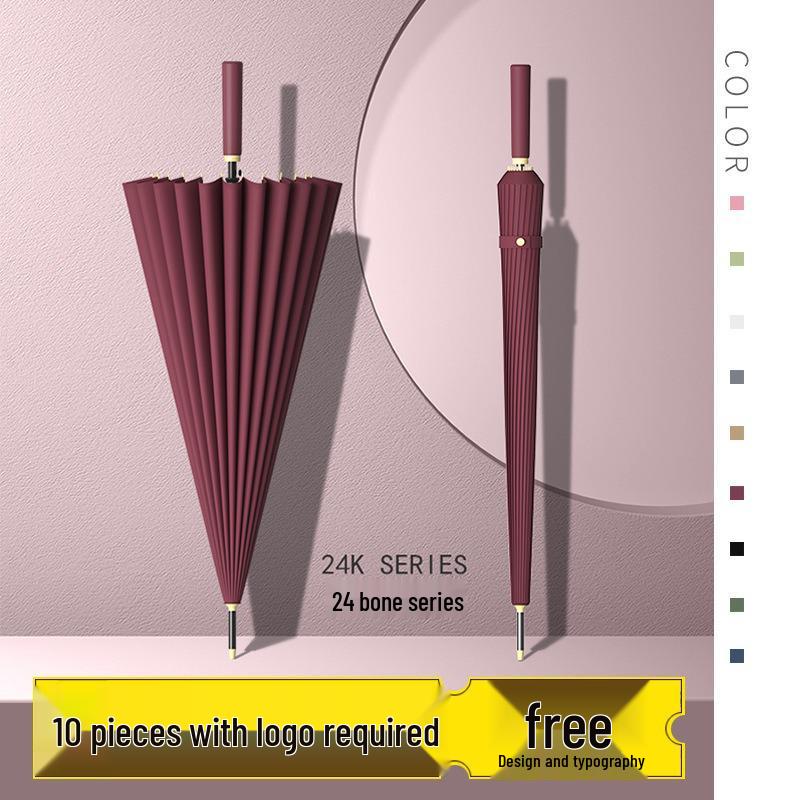 Windproof Double Canopy Umbrella with 24 Ribs and Long Handle