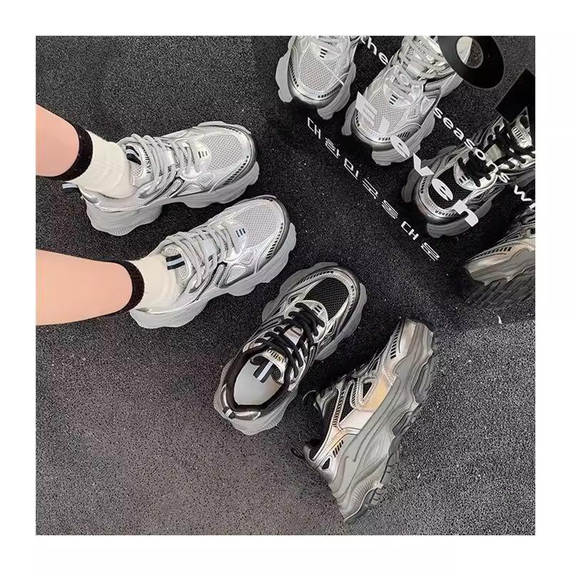 Daddy shoes women's 2025 new spring and summer women's shoes are popular, versatile thick-soled white shoes increase height, casual sports shoes