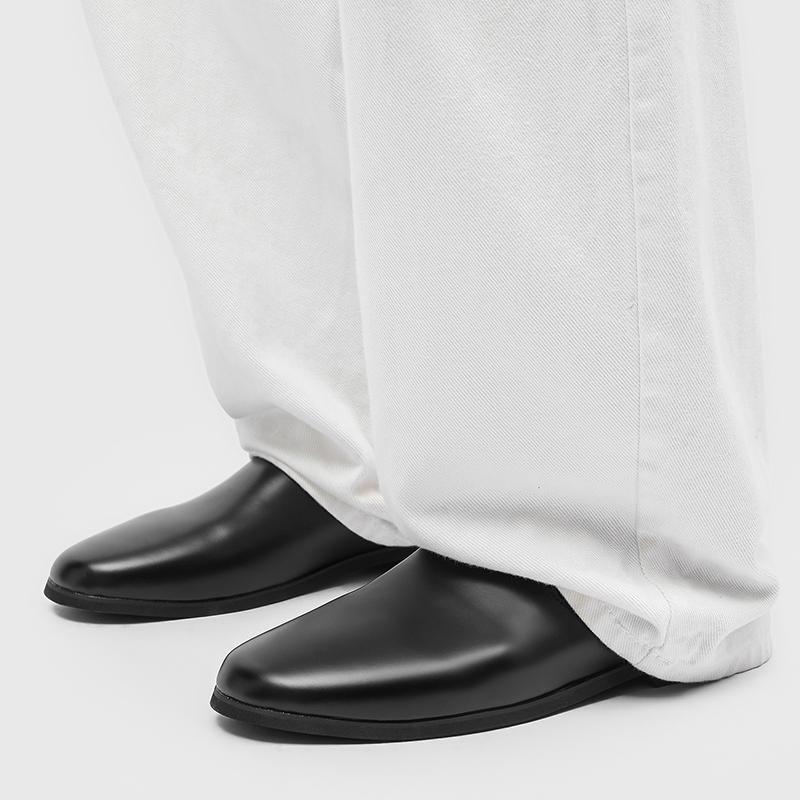 2025 New Men's Loafers Luxury Business Half Shoes for Male Patent Leather Mules Non-slip Outdoor Summer Moccasins Handmade Flats