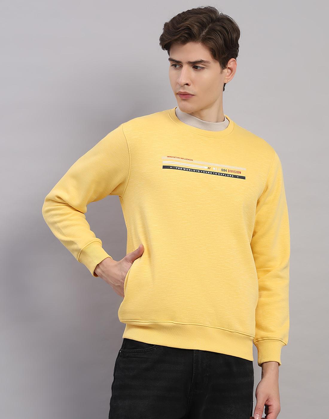 Monte Carlo Men s Regular Fit Printed Round Neck Full Sleeve Sweatshirt L жёлтый